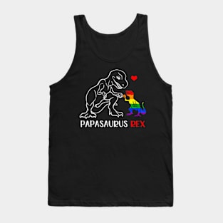 Papasaurus Rex T Rex Dinosaur Proud Dad LGBT Pride Tank Top